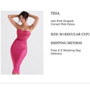 COPY - House of CB Teia Hot pink draped corset midi dress